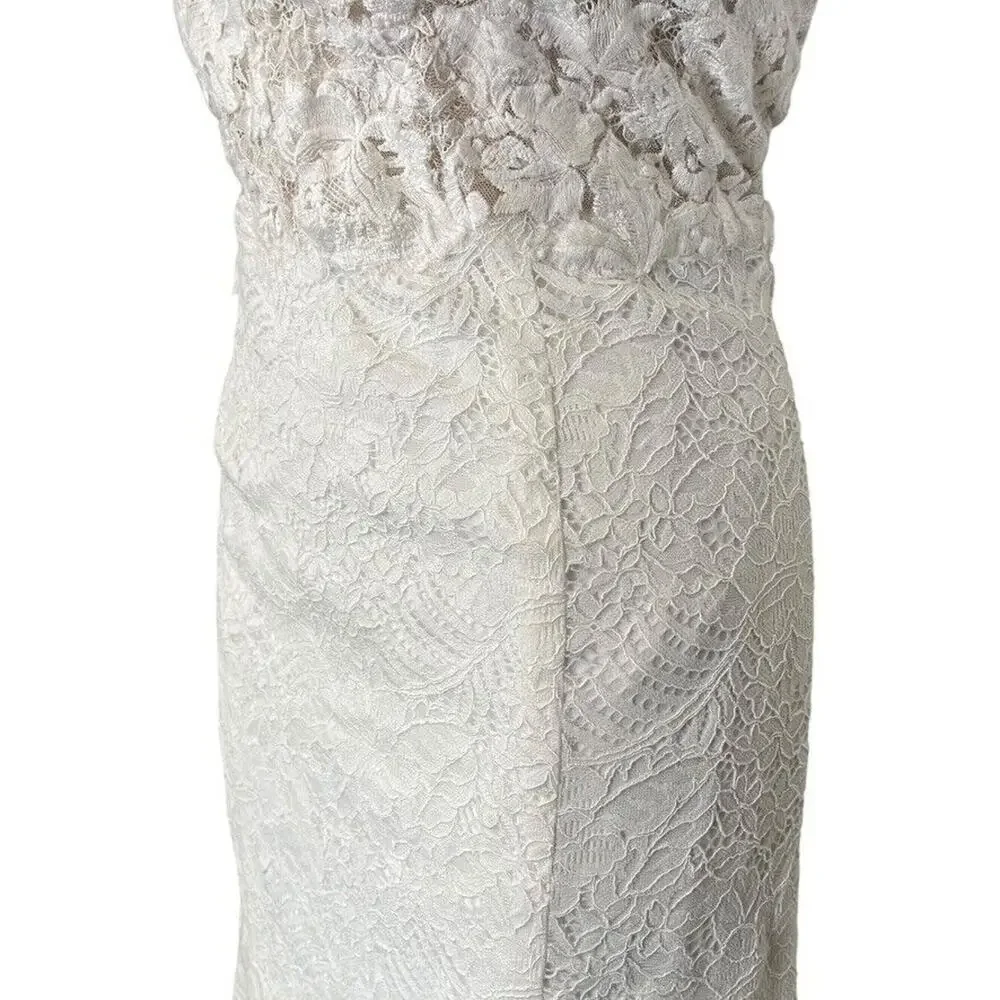 Melissa Sweet Ivory Lace V-Neck Trumpet Wedding Gown - Picture 10 of 16